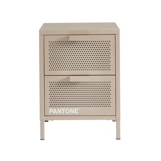 Pantone Mesita de noche metal gris topo dos cajones 40 cm