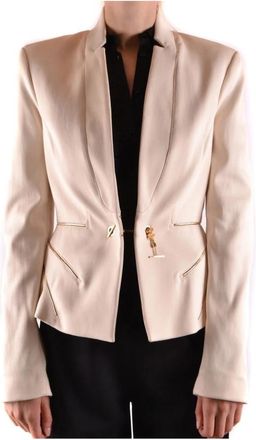 Elisabetta Franchi Witte Effen Blazer Lente/Zomer - Dames - Blazers - Wit - XL - Katoen - Jassen