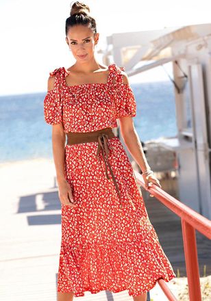 Lascana Womens Floral Pattern Midi Dress