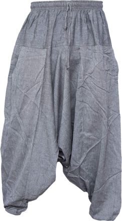 Gheri Mens Light Cotton Drop Crotch Ninja Aladdin Genie Harem Trousers Light Grey SM
