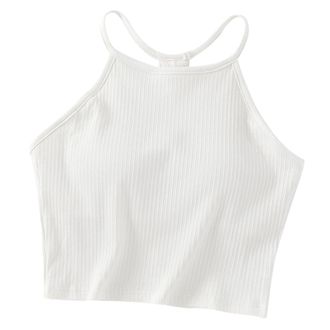 Generic Plain Threaded Chest Pad for Women with Exposed Umbilical Strap, Hanging Neck and Cotton Bra, Thin Shoulder Strap, Cup and Built-in Cup, Cutout Top Wo