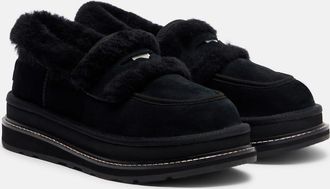 sacai x UGG suede and shearling penny loafers