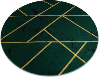 RugsX Rugsx - Alfombra Emerald Exclusivo 1012 Circulo - Glamour, Elegante M&aacute;rmol, Geom&eacute;trico Botella Verde / Oro Green Circulo 200 Cm