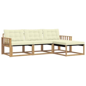 vidaXL Conjunto De Sof&aacute;s De Exterior Con Coj&iacute;n 4 Pcs Blanco Y Crema Vidaxl