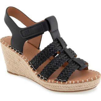 Gentle Souls Caplin Slingback Espadrille Platform Wedge Sandal in Black Leather at Nordstrom Rack, Size 11