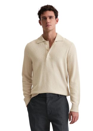 Marc O'Polo Polokragenpullover MARC OPOLO regular fit aus Bio-Baumwoll-Boucl&eacute;, Herren, Gr. XXL, light oat, Strick, Obermaterial: 94% Baumwolle, 6% Polyester, regu