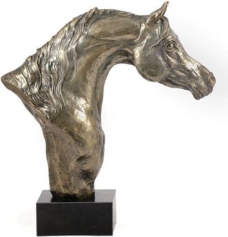 OEM Caballo &Aacute;rabe: Gran Estatuilla Con Un Caballo, Busto Sobre Una Base De Piedra, Prestigioso Premio En El Concurso De La Marca Art-dog