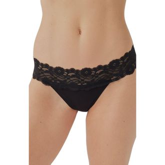 Pact Lace Waist Thong 3-Pack in Black at Nordstrom, Size Xx-Large