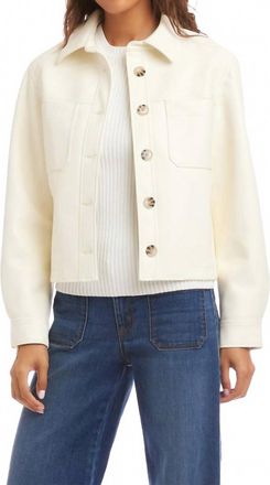 Karen Kane Faux Leather Cropped Jacket In Off White