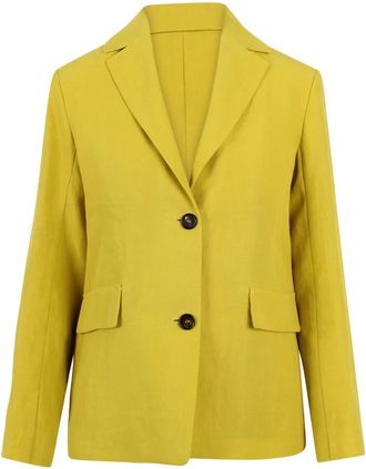 Max Mara Enkelrijige jas van puur linnen - Dames - Blazers - Geel - XS - Linnen - Jassen