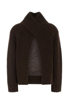 Ganni Womens Brown Wool And Yak Sweater Shavedchocolate Exterior: Maglieria