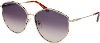 Ferragamo Rose Gold Violet Shaded Zonnebril - Dames - Zonnebrillen - Geel - 60 MM - Accessoires