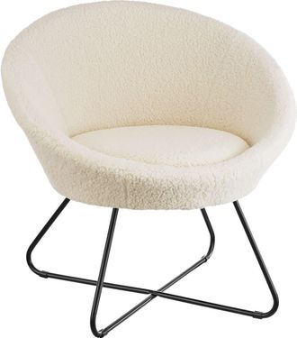 TecTake Sillón de cóctel redondo, tejido bouclé, 83 x 73 x 82 cm, blanco roto