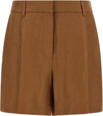 Brunello Cucinelli Sartorial Shorts - Dames - Korte Broeken - Bruin - M - Linnen - Korte Broeken