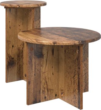 vidaXL Conjunto De Mesas Auxiliares 2 Uds. Madera Envejecida Vidaxl