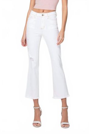 Flying Monkey Dede High Rise Crop Flare Jeans In Cream