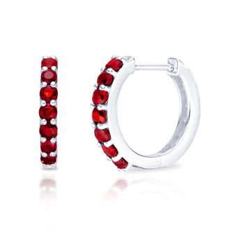 MAX + STONE 10k Yellow or White Gold 12MM Small Natural Gemstone Huggie Hoop Earrings