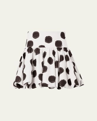 Akris Fringed Polka Dot Jacquard Mini Skirt