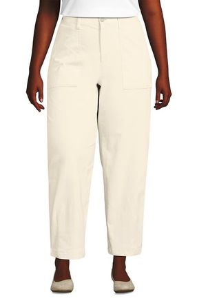 Lands End High Rise Barrel Leg Chino Pants in Ivory Latte at Nordstrom, Size 16W