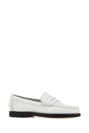 Sebago Womens White Leather Classic Dan Loafers Mocassini