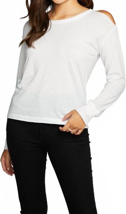 Chaser Recycled Vintage Jersey Vented Long Sleeve Drop Shoulder Crew Neck In White