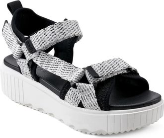 Earth Alana Sandals Womens White Black Adjustable Strap Platform GAL2158