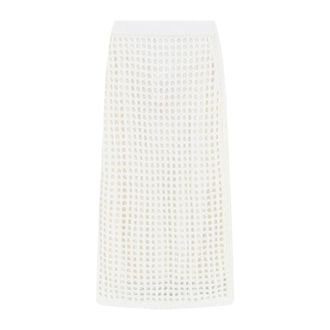 Max Mara Midi Skirts, female, White, Size: XS Open Knit Skirt