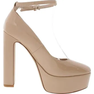 Aldo Womens ALDO Fonda Pump Beige Leather Ankle Strap Platform Heel HTAT178