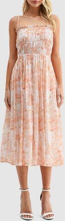Lush Smocked Midi Dress in Cream Mauve at Nordstrom Rack, Size X-Large