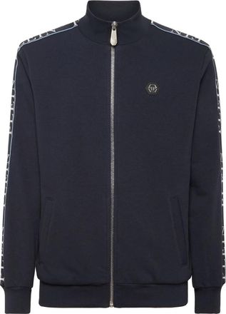 Philipp Plein Fleece Trainingsjack - Heren - Vesten met rits - Blauw - L - Katoen - Hoodies & sweatvesten