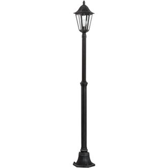 Loops IP44 Outdoor Bollard Light Black & Silver Lantern 2000mm Tall Post 60W E27