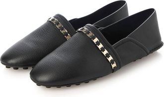 Ferragamo Womens Flat Leather Loafers In Black
