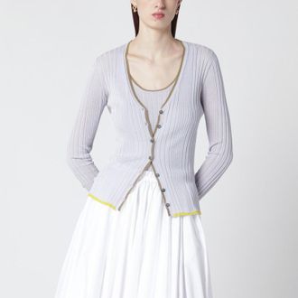 Roberto Collina Lilac cardigan with gold trim
