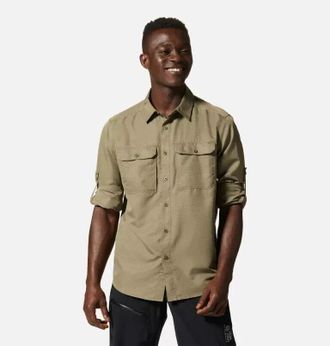 Mountain Hardwear Canyon Shirt Men Stone Green Long Sleeve Button-Up ERK1598