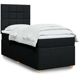 vidaXL Cama Box Spring Con Colch&oacute;n Tela Negro 90x190 Cm Vidaxl