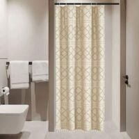OEM Juego De Cortinas De Ducha Multicolor Con Estampado De Rombos Bohemios, 12 Ojales Inoxidables Y Borlas, Decoraci&oacute;n De Ba&ntilde;o De Lujo, Color Beige - Crez