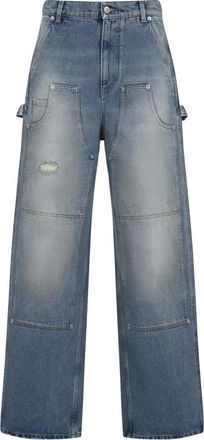 Moschino Katoenen High-Rise Wide-Leg Jeans - Dames - Jeans - Blauw - Maat: XS Katoen