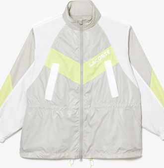 Lacoste Womens Oversized Hooded Colourblock Jacket - Grey - Size: 10