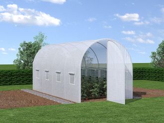 Vente-Unique Serra a tunnel con struttura e porta da 9 m² L450 x L200 x H200 cm in Acciaio galvanizzato - ALOCASIA