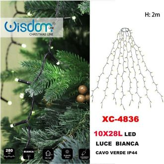 Trade Shop Trade Shop - Manto Cadena De Luces 280 Led 10x28 Luces Ip44 Luz Blanca Cable Verde Xc-4836