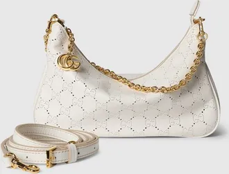 Gucci Lady Lunetta Small Shoulder Bag With Chain, White, Leather