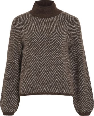 Vila Womens Vilory High Neck L/S Knit Top-Noos Pullover Sweater, Coffee Bean, XXL