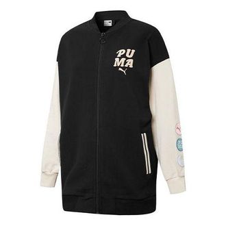 Puma (WMNS) PUMA Bomber Logo Printing Retro Colorblock Jacket Black 536309-01
