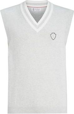 Brunello Cucinelli Cotton knit vest in Fog at Nordstrom, Size Xxx-Large Eu