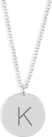 Meshmerise Initial Disc Pendant Necklace in White-K at Nordstrom Rack