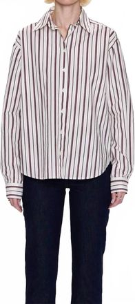Pistola Denim Finlay Oversized Button Up Shirt In Claret Stripe