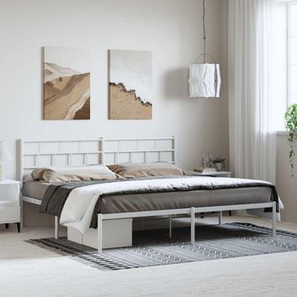 vidaXL Vidaxl - Estructura Cama Sin Colch&oacute;n Con Cabecero Metal Blanco 183x213cm