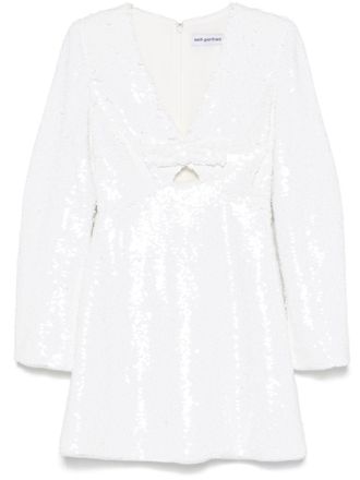 Self Portrait sequin mini dress - women - Elastane/Sequin/Polyester/Polyester - 6 - White