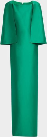 Badgley Mischka Mikado Cape Column Gown