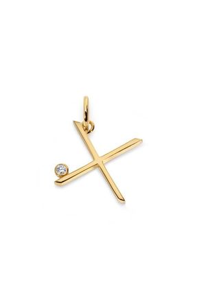 Monica Vinader Lab Grown Diamond Initial Pendant in 18K Gold Vermeil /Diamond X at Nordstrom